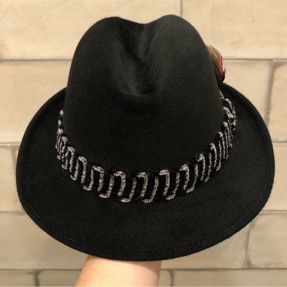 Bonar Phelps black men’s dress hat fedora 10x short brim gray feather elk red - Picture 10 of 14